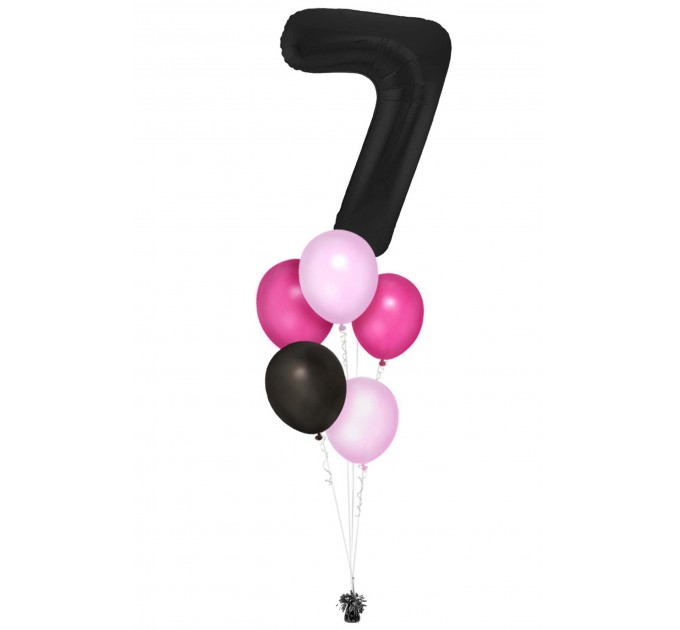 Zahlenballon-Bouquet mit 5 Heliumballons – Wunschzahl (ca. 86 cm)