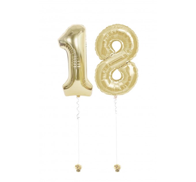 Zahlenballons 2er-Set in Gold (ca. 86 cm) mit Heliumfüllung