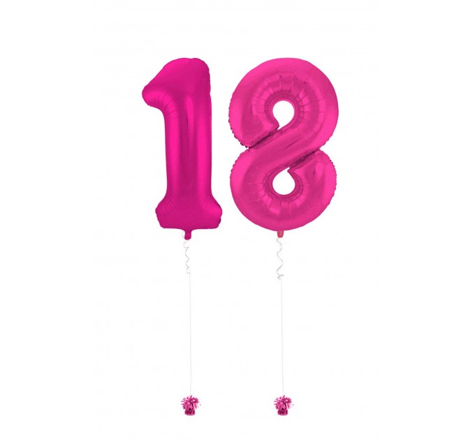 Zahlenballons 2er-Set in Pink (ca. 86 cm) mit Heliumfüllung
