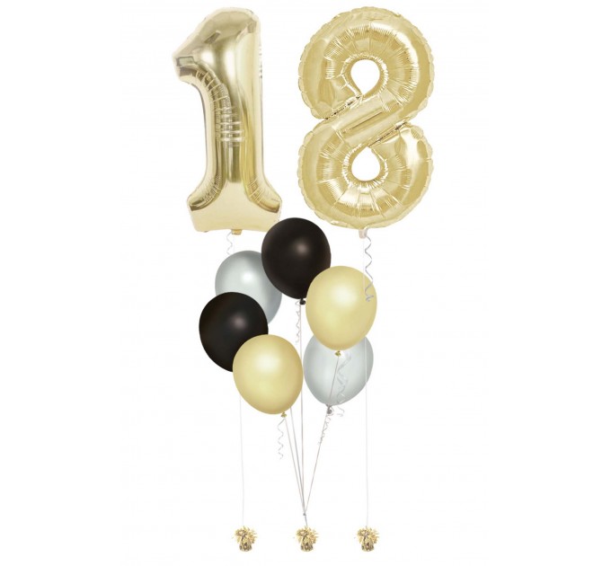 Ballonbouquet mit 2 Zahlen (86 cm) + 6 Latexballons