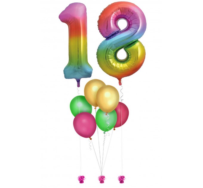Ballonbouquet mit 2 Zahlen (86 cm) + 6 Latexballons