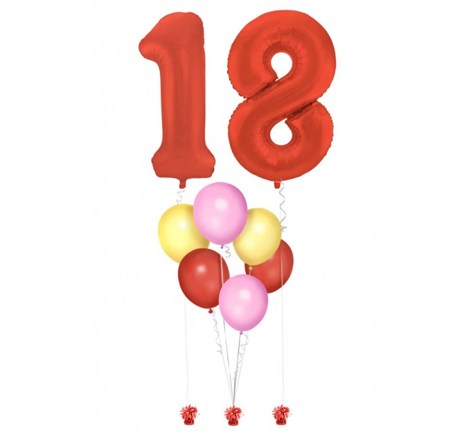 Ballonbouquet mit 2 Zahlen (86 cm) + 6 Latexballons