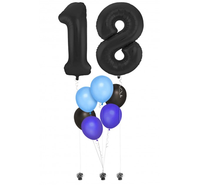 Ballonbouquet mit 2 Zahlen (86 cm) + 6 Latexballons