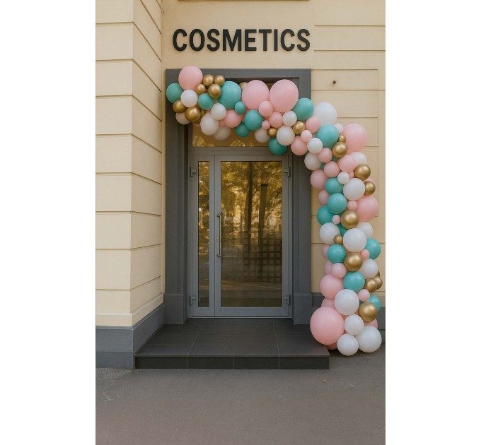 Ballongirlande (ab 1 m) – Rosa/Weiße/Gold