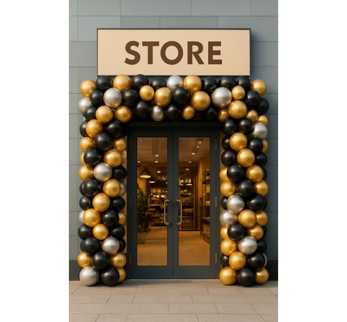 Ballongirlande 1 m – Schwarz/Gold/Silber