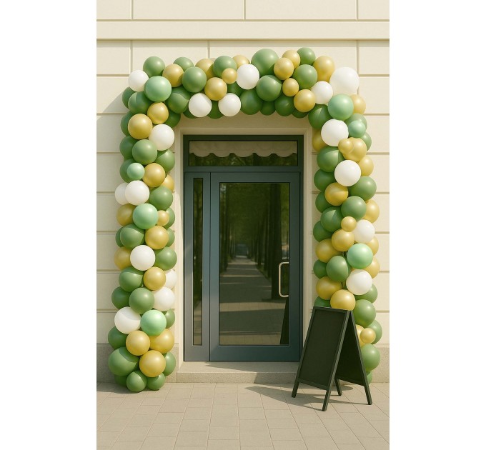 Ballongirlande 1 m – Olivgrün/Gold/Weiß