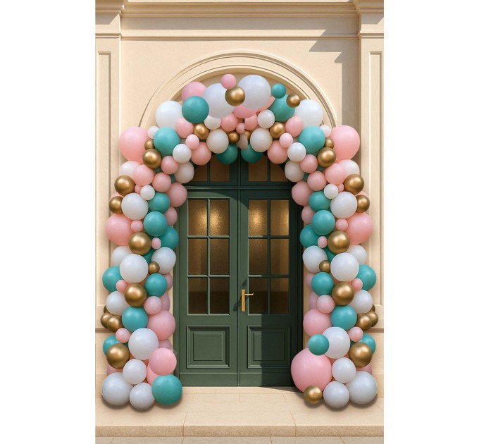 Ballongirlande 1 m – Rosa/Türkis/Gold für Events