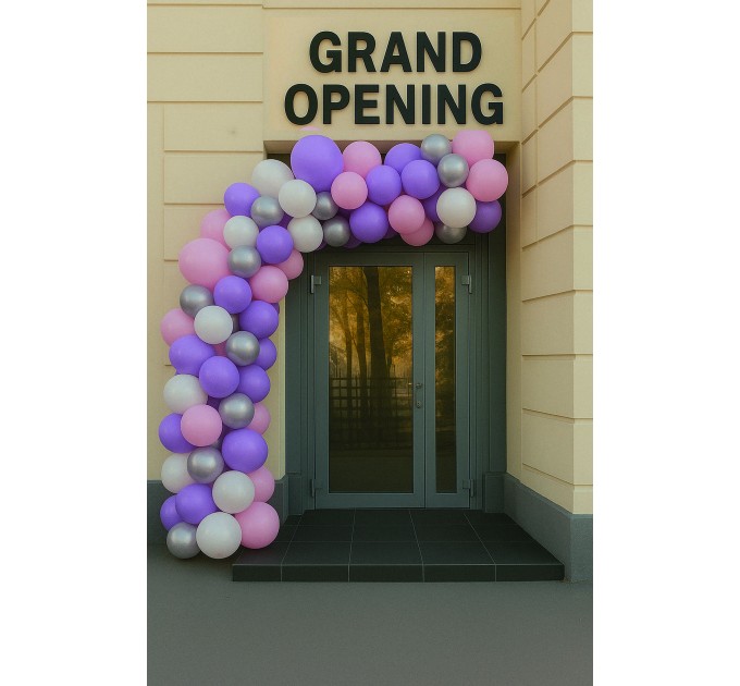 Ballongirlande ab 1 m – Silber/Rosa/Lila
