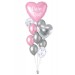 Personalisiertes Ballonbouquet (ca. 43 cm & 61 cm) – Silber & Rosa