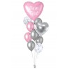 Personalisiertes Ballonbouquet (ca. 43 cm & 61 cm) – Silber & Rosa
