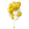 Personalisiertes Ballonbouquet (ca. 43 cm & 61 cm) – Gold & Weiß