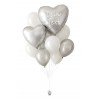 Personalisiertes Ballonbouquet (ca. 43 cm & 61 cm) – Silber-Weiß
