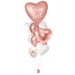 Ballonbouquet personalisiert (ca. 43 cm & 61 cm) – Roségold mit Herzballons