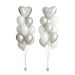 2 Ballonbouquets mit Wunschtext – Silber & Weiß (ca. 43 cm)