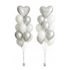 2 Ballonbouquets mit Wunschtext – Silber & Weiß (ca. 43 cm)