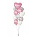 Ballonbouquet mit Wunschtext – Pink, Weiß & Silber (ca. 43 cm)