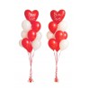 2 Ballonbouquets mit Wunschtext – Herzballons in Rot & Weiß (ca. 43 cm)