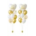 2 Ballonbouquets mit Herzballons „Love“ – Weiß & Gold (ca. 45 cm)