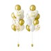 2 Ballonbouquets mit Herzballons „Love“ – Weiß & Gold (ca. 45 cm)