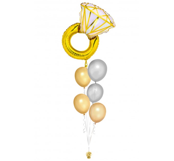 Ballonbouquet L – Verlobungsring (60x95 cm) Gold-Silber