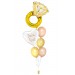 Ballonbouquet L – Ring & Herz in Weiß mit Wunschtext (ca. 60x95 cm)