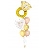 Ballonbouquet L – Ring & Herz in Weiß mit Wunschtext (ca. 60x95 cm)