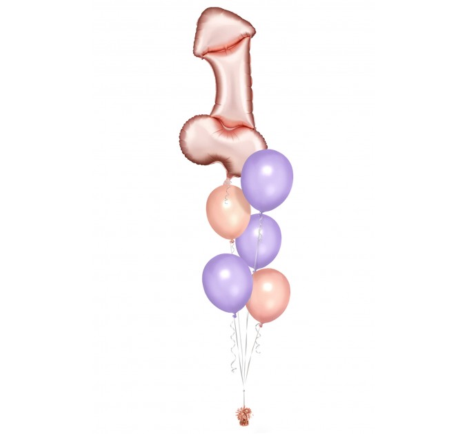 Ballonbouquet L – Junggesellenabschied Rosegold & Lila (ca. 55x112 cm)