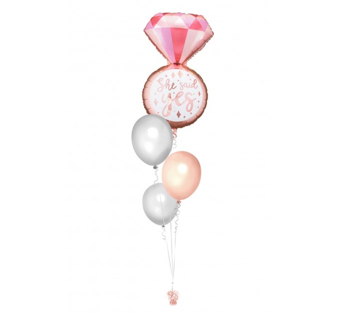 Ballonbouquet M – She said yes Ringballon (ca. 41x72 cm)
