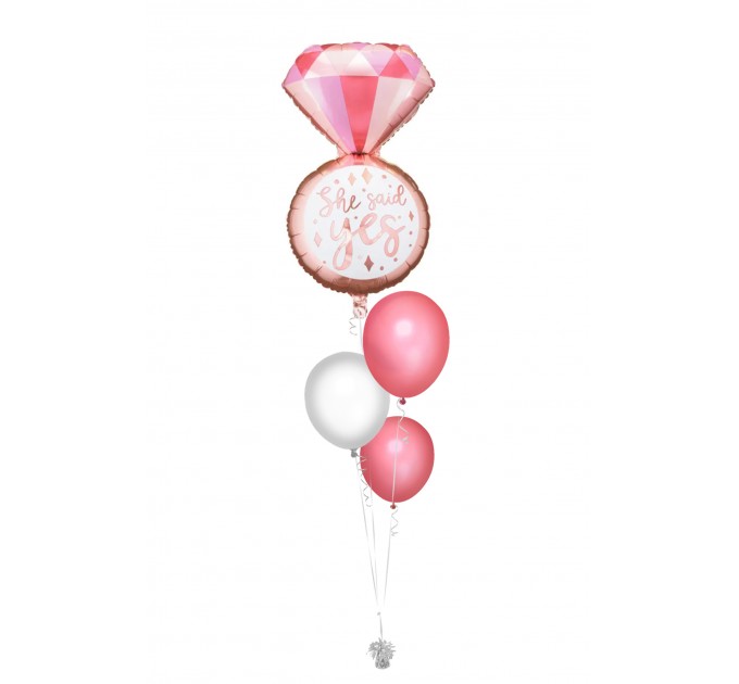 Ballonbouquet M – „She said yes“ in Pink (ca. 41x72 cm)