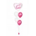 Ballonbouquets (5er-Set) – Herzballon „Love“ in Weiß/Pink