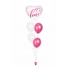 Ballonbouquets (5er-Set) – Herzballon „Love“ in Weiß/Pink