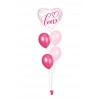 Ballonbouquets (5er-Set) – Herzballon „Love“ in Pink/Rosa