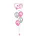 Ballonbouquets (5er-Set) – Herzballon „Love“ in Rosa/Silber
