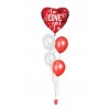 Ballonbouquets (5er-Set) – Herzballon „I love you“ in Rot/Weiß