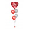 Ballonbouquets (5er-Set) – Herzballon „I love you“ in Rot/Silber