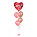 Ballonbouquets (5er-Set) – Herzballon „I love you“ in Rosa/Rosegold