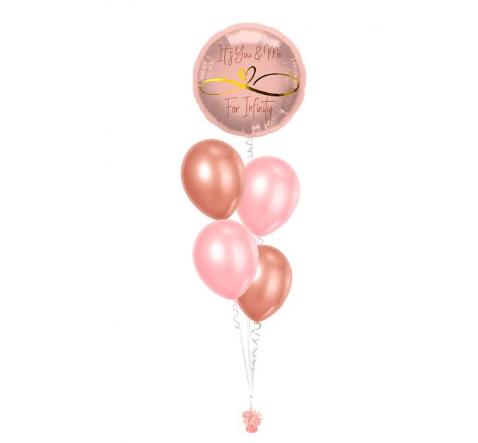 Ballonbouquets (5er-Set) – „It’s You & Me for Infinity“ in Rosa/Rosegold