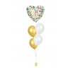 Ballonbouquets (5er-Set) – Tropisches „I Love You“-Design mit Gold und Weiß