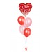 Ballonbouquets (5er-Set) – Herzballon „I Love You“ mit Latexballons in Rot & Rosa