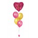 Ballonbouquets (5er-Set) – Herzballon „Love is in the Air“ mit Latexballons in Pink & Gold