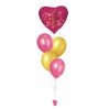Ballonbouquets (5er-Set) – Herzballon „Love is in the Air“ mit Latexballons in Pink & Gold
