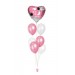 Ballonbouquets (7er-Set) – Herzballon „I love you to the moon and back“ mit Latexballons in Rosa & Weiß