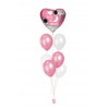 Ballonbouquets (7er-Set) – Herzballon „I love you to the moon and back“ mit Latexballons in Rosa & Weiß