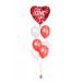 Ballonbouquets (7er-Set) – Herzballon „I Love You“ mit Latexballons in Rot & Weiß