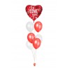 Ballonbouquets (7er-Set) – Herzballon „I Love You“ mit Latexballons in Rot & Weiß