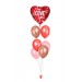 Ballonbouquets (7er-Set) – Herzballon „I Love You“ mit Latexballons in Rot, Rosa & Roségold