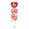 Ballonbouquets (7er-Set) – Herzballon „I Love You“ mit Latexballons in Rot, Rosa & Roségold
