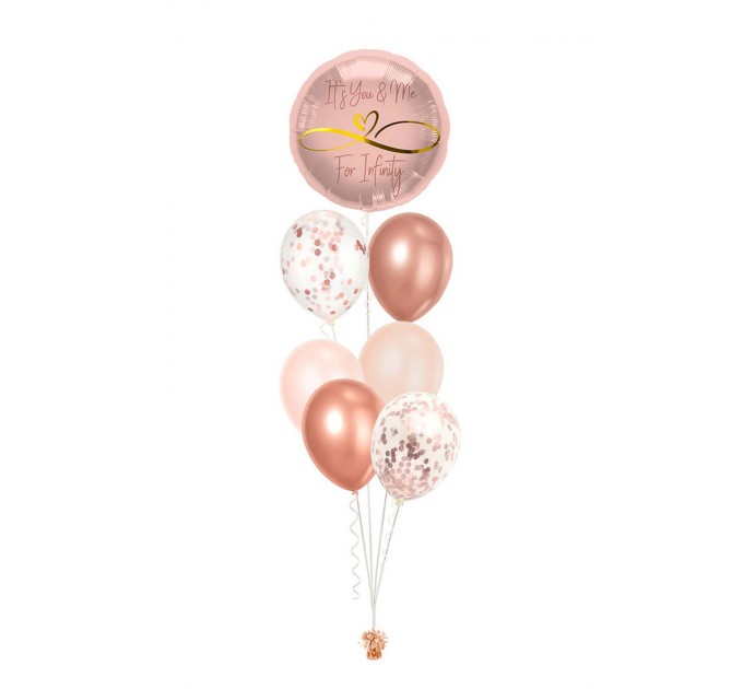 Ballonbouquets (5er-Set) – „It’s You & Me for Infinity“ mit Konfetti