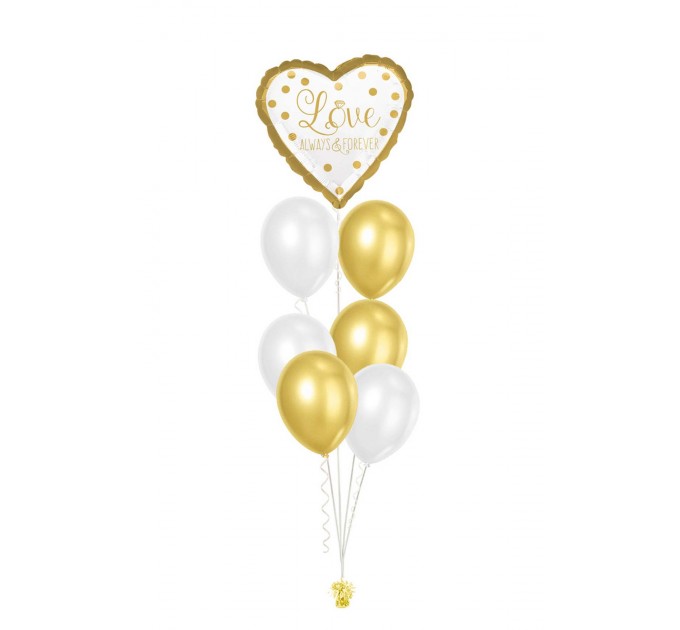 Ballonbouquets – Tropisches „I Love You“-Design mit Gold und Weiße