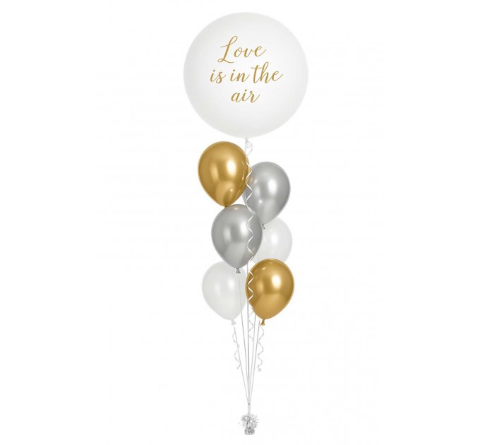 Ballonbouquet L – Love is in the Air (90 cm) Gold Silber